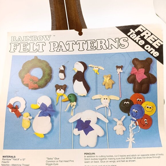 Vintage Felt Craft Patterns, Rainbow Felt Decorations, Kunin 1990s - Picture 1 of 1